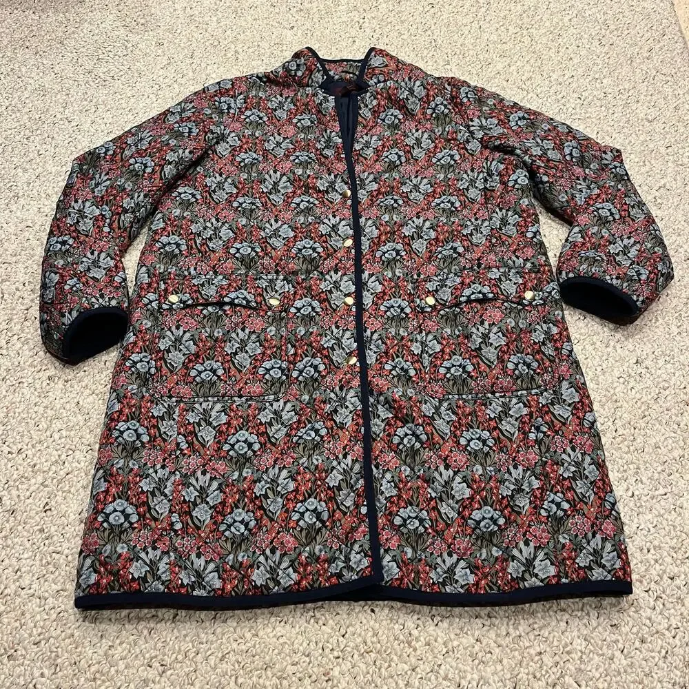 J Crew Quilted Puffer Jacket Liberty Floral Primaloft XL Preppy Feminine Cottage